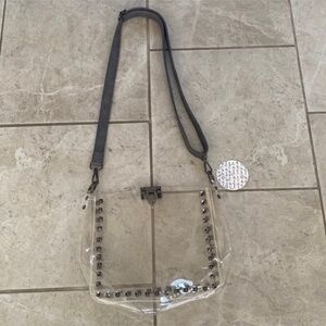 Maxwell NWT Clear Studded Gunmetal Purse